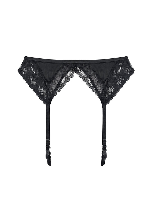Black - Gardenia Lace Garter Belt | Fleur du Mal - DEMO