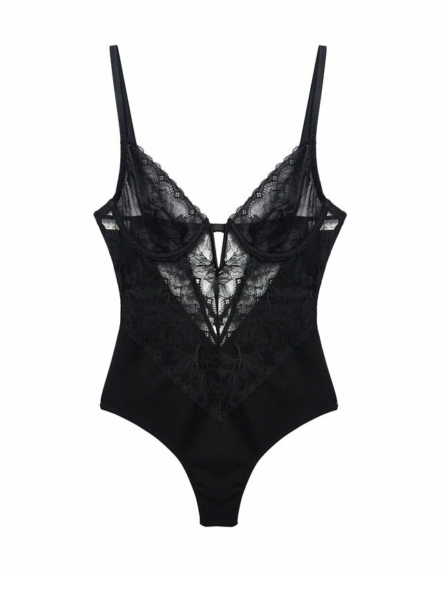 Black - Gardenia Lace Bodysuit | Fleur du Mal - DEMO