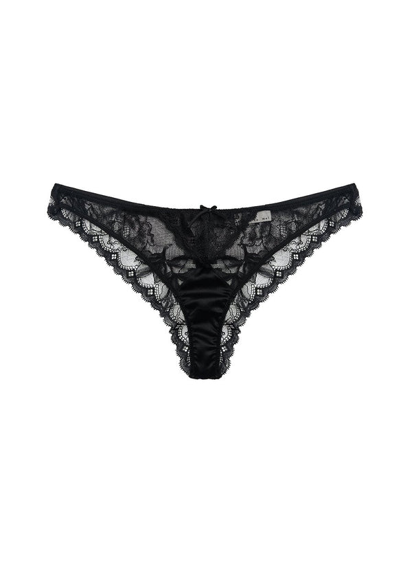Black - Gardenia Lace Tanga | Fleur du Mal - DEMO