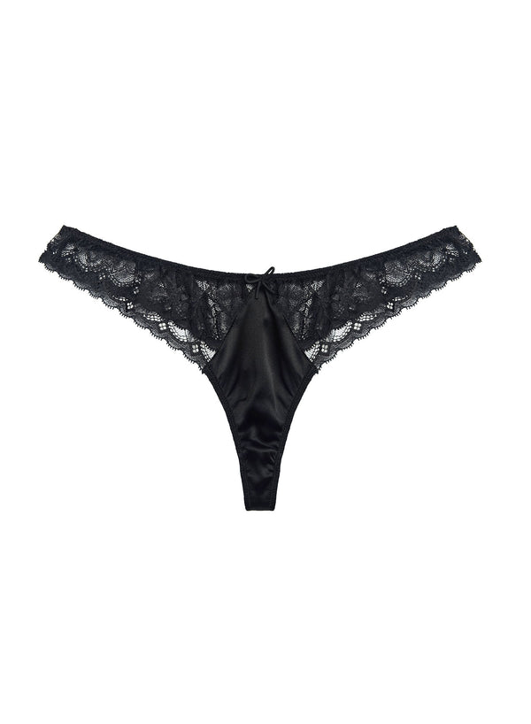 Black - Gardenia Lace Thong | Fleur du Mal - DEMO