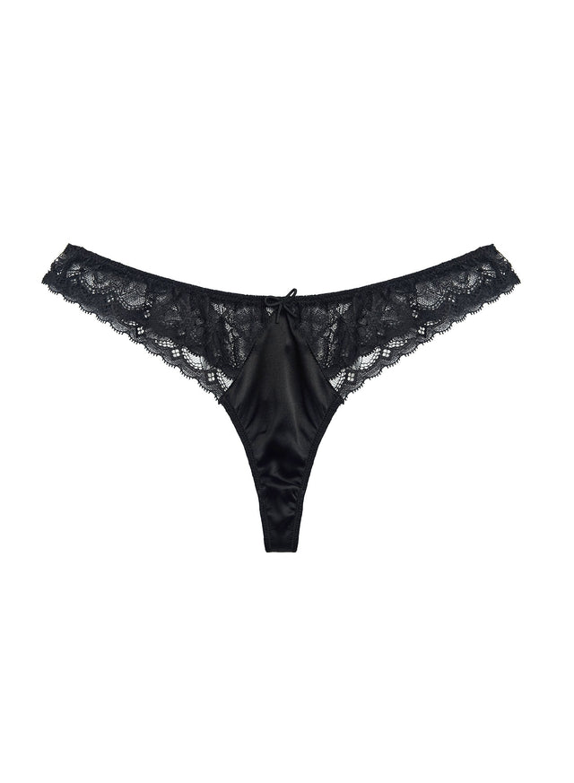 Black - Gardenia Lace Thong | Fleur du Mal - DEMO