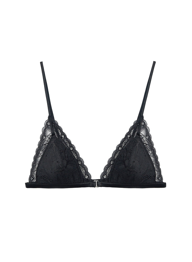 Black - Gardenia Lace Triangle Bra | Fleur du Mal - DEMO