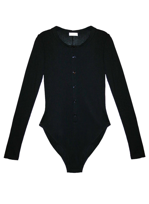 Black - Henley Bodysuit | Fleur du Mal - DEMO