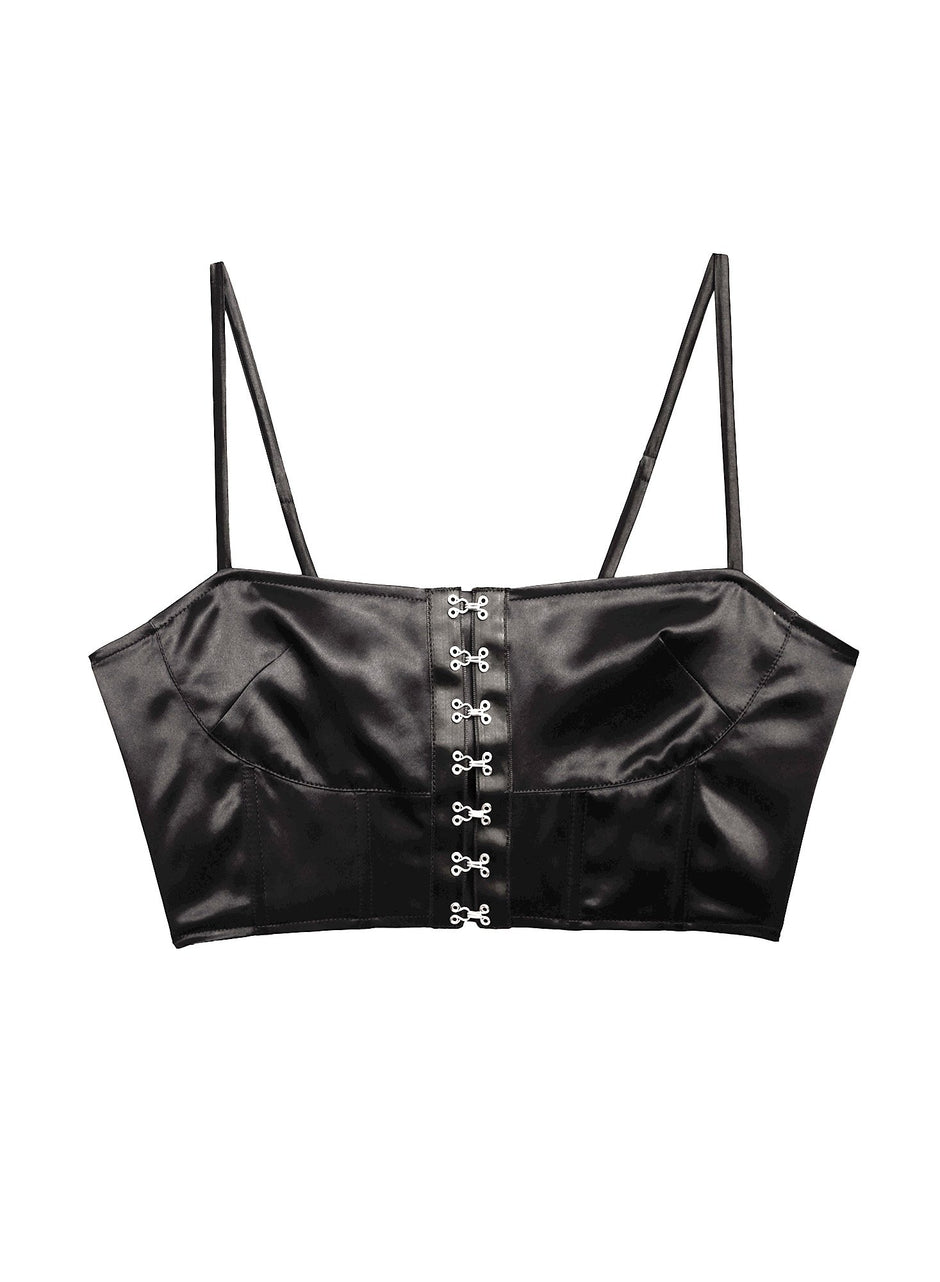 Black - Hook &amp; Eye Bustier Top | Fleur du Mal - DEMO