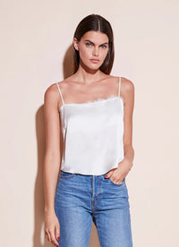 Straight Neck Cami with Lace Trim