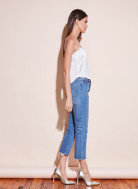 Straight Neck Cami with Lace Trim