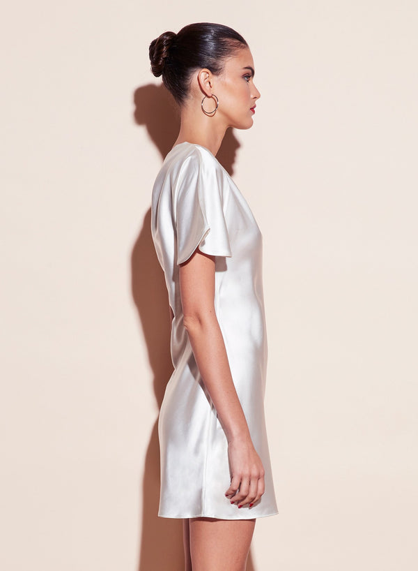 Ivory - One Shoulder Bias Mini Dress | Fleur du Mal - DEMO