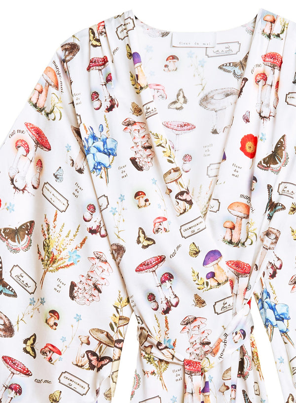 Ivory mushroom print - Angel Sleeve Robe | Fleur du Mal - DEMO