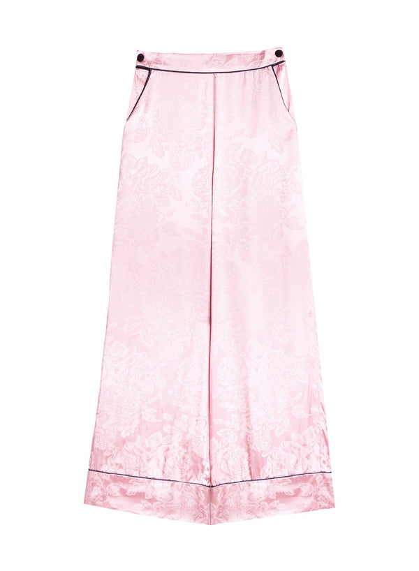 Rose pink - Fleur Jacquard Wide Leg PJ Pant | Fleur du Mal - DEMO