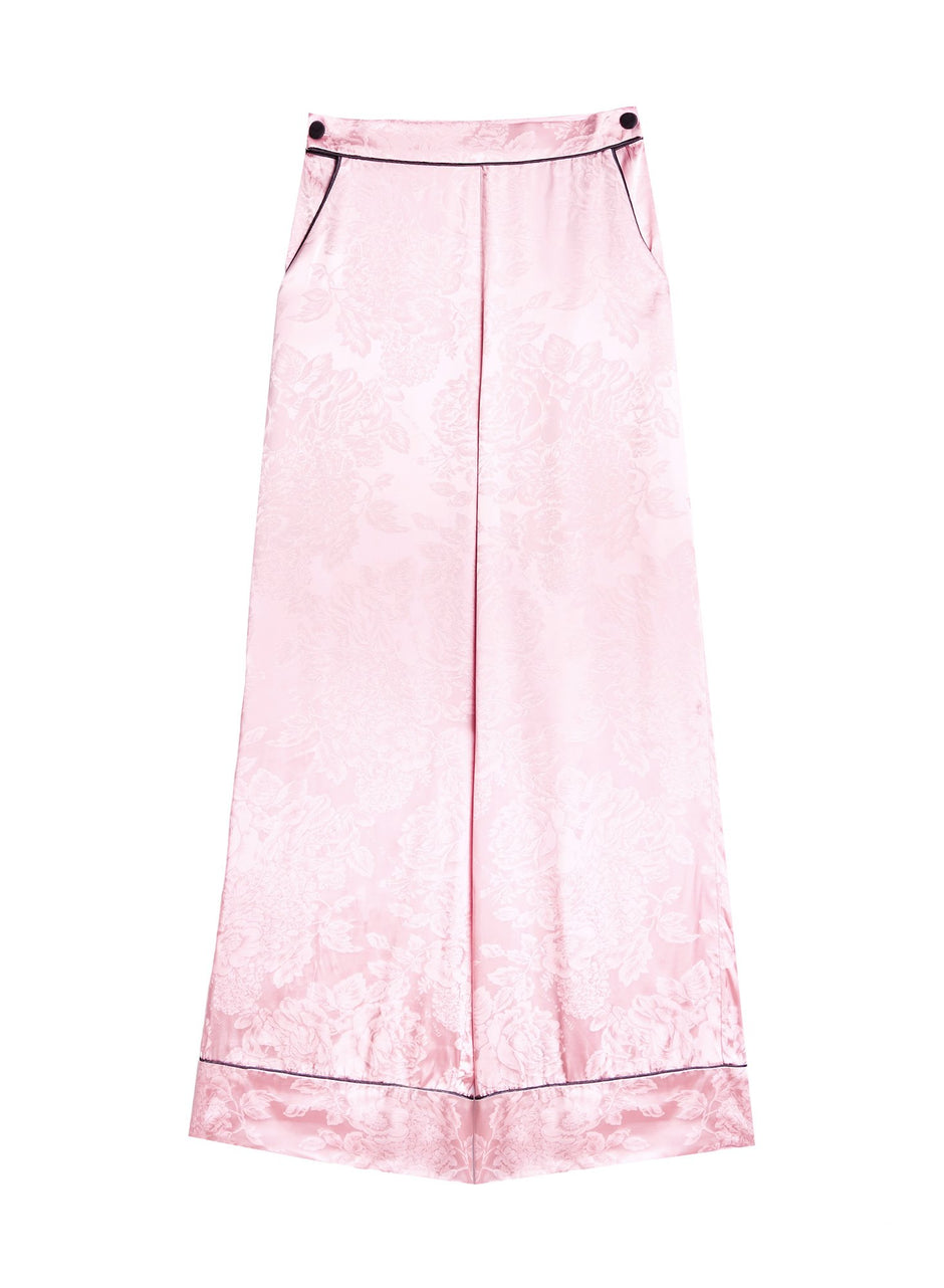 Rose pink - Fleur Jacquard Wide Leg PJ Pant | Fleur du Mal - DEMO