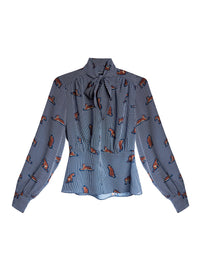 Jaguar Printed Bow Blouse