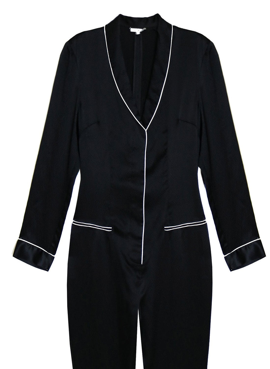 Black - Silk Pajama Jumpsuit | Fleur du Mal - DEMO