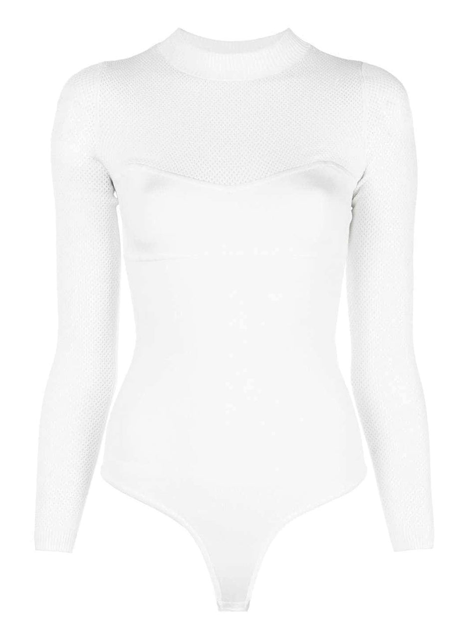 White - Pointelle Knit Bodysuit | Fleur du Mal - DEMO