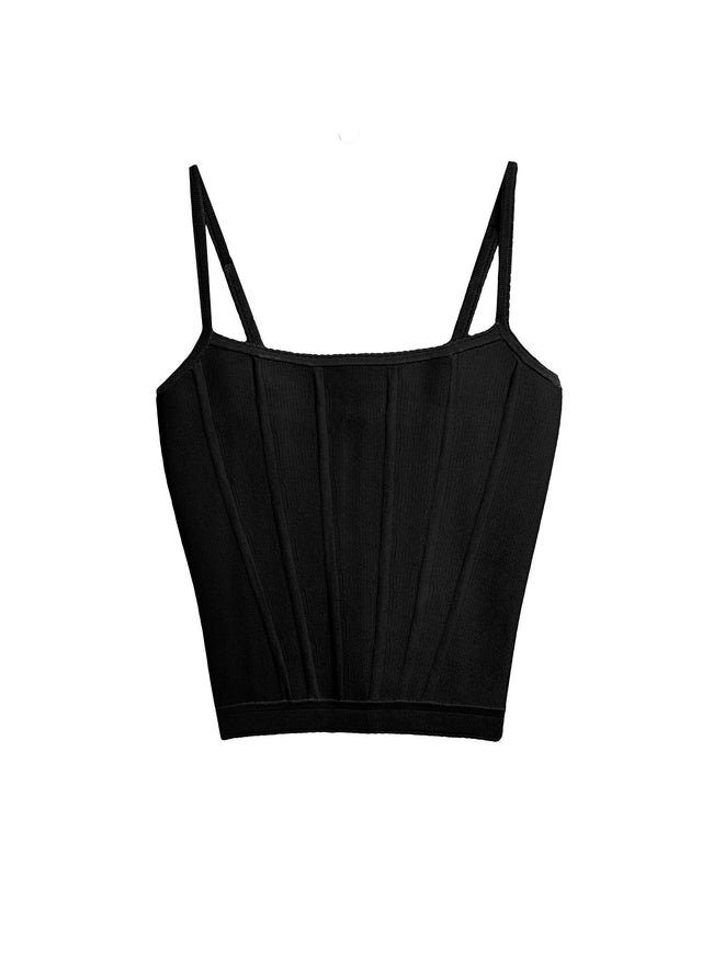 Black - Knit Corset Top | Fleur du Mal - DEMO