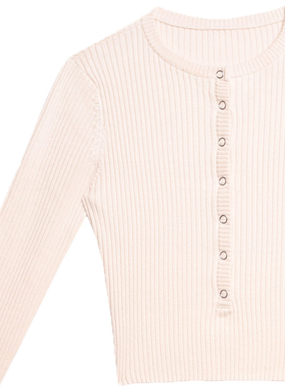 Ivory - Knit Cropped Henley | Fleur du Mal - DEMO