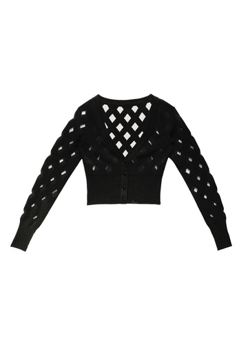 Black - Knit Grid Cardigan | Fleur du Mal - DEMO