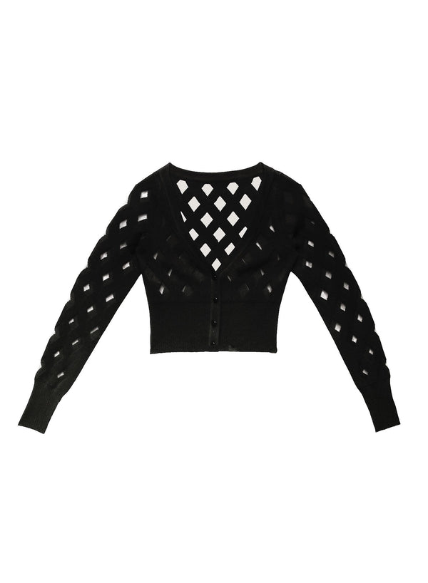 Black - Knit Grid Cardigan | Fleur du Mal - DEMO