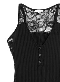 Lace Insert Ribbed Bodysuit
