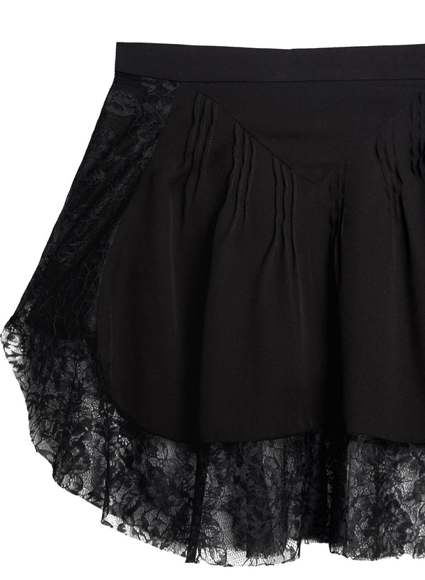 Black - Loulou Lace Border Pintuck Skirt | Fleur du Mal - DEMO