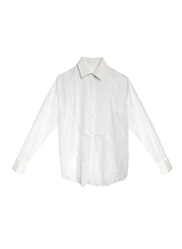 Ivory - Tuxedo Bib Shirt | Fleur du Mal - DEMO