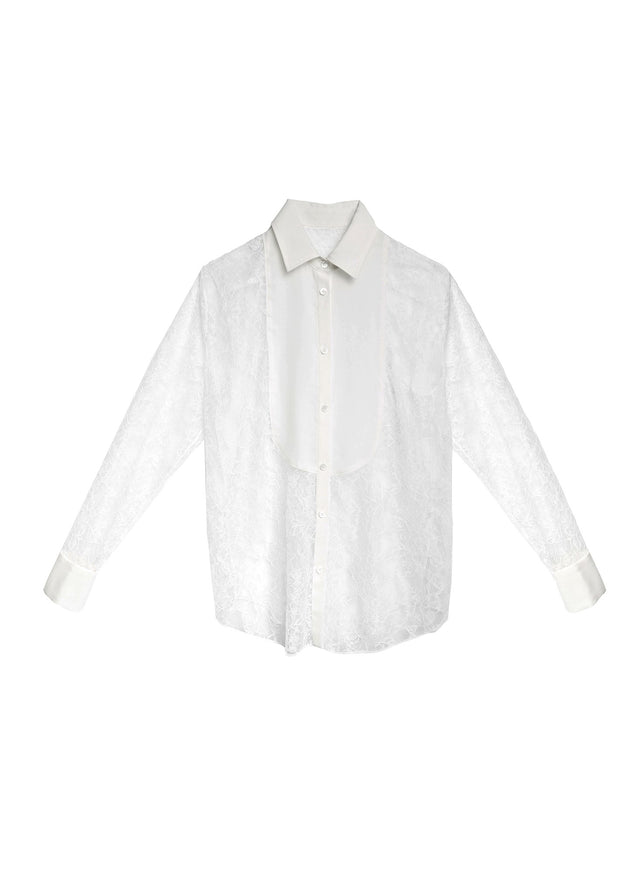 Ivory - Tuxedo Bib Shirt | Fleur du Mal - DEMO