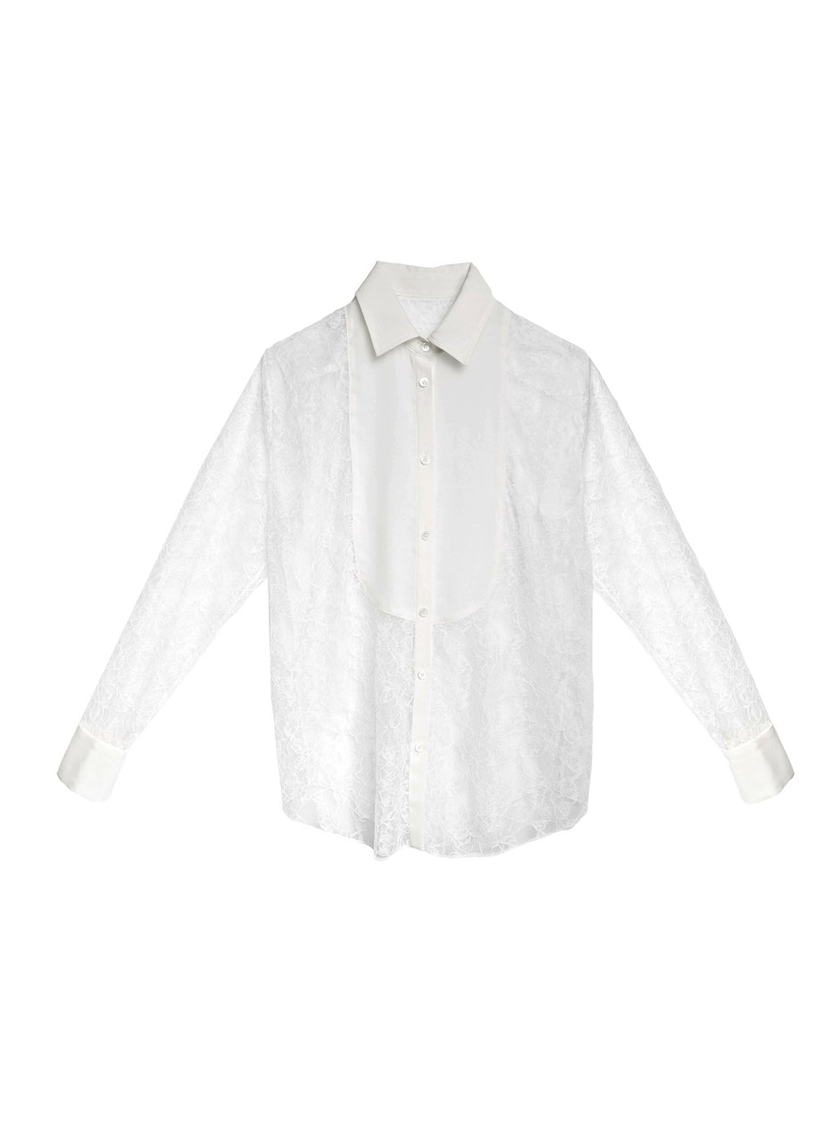 Ivory - Tuxedo Bib Shirt | Fleur du Mal - DEMO