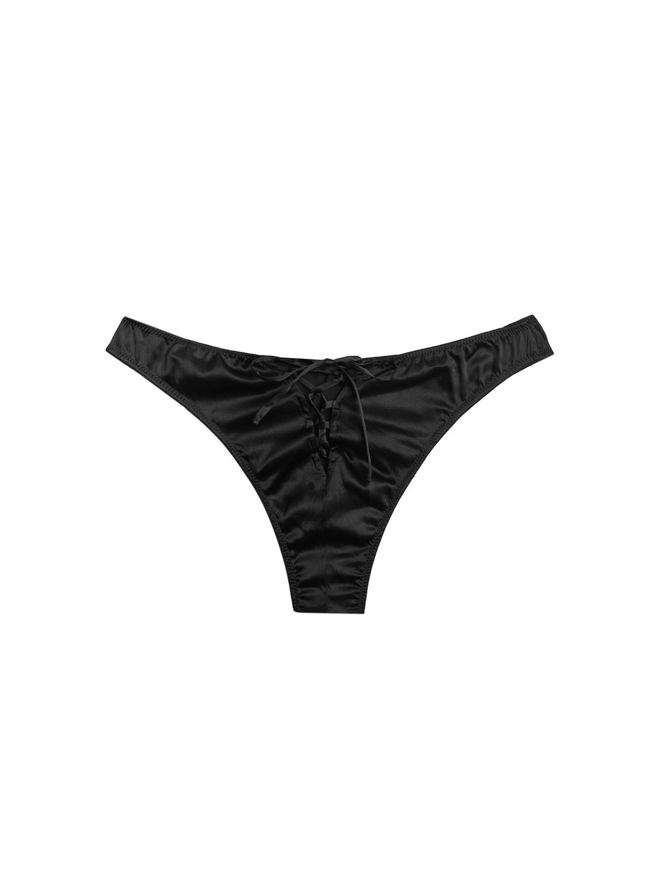 Black - Laced Up Luxe Cheeky | Fleur du Mal - DEMO