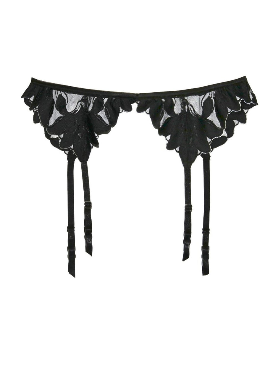 Black - Lily Embroidery Garter Belt | Fleur du Mal - DEMO