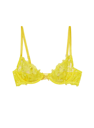 Sunshine - Lily Embroidery Plunge Demi Bra | Fleur du Mal - DEMO