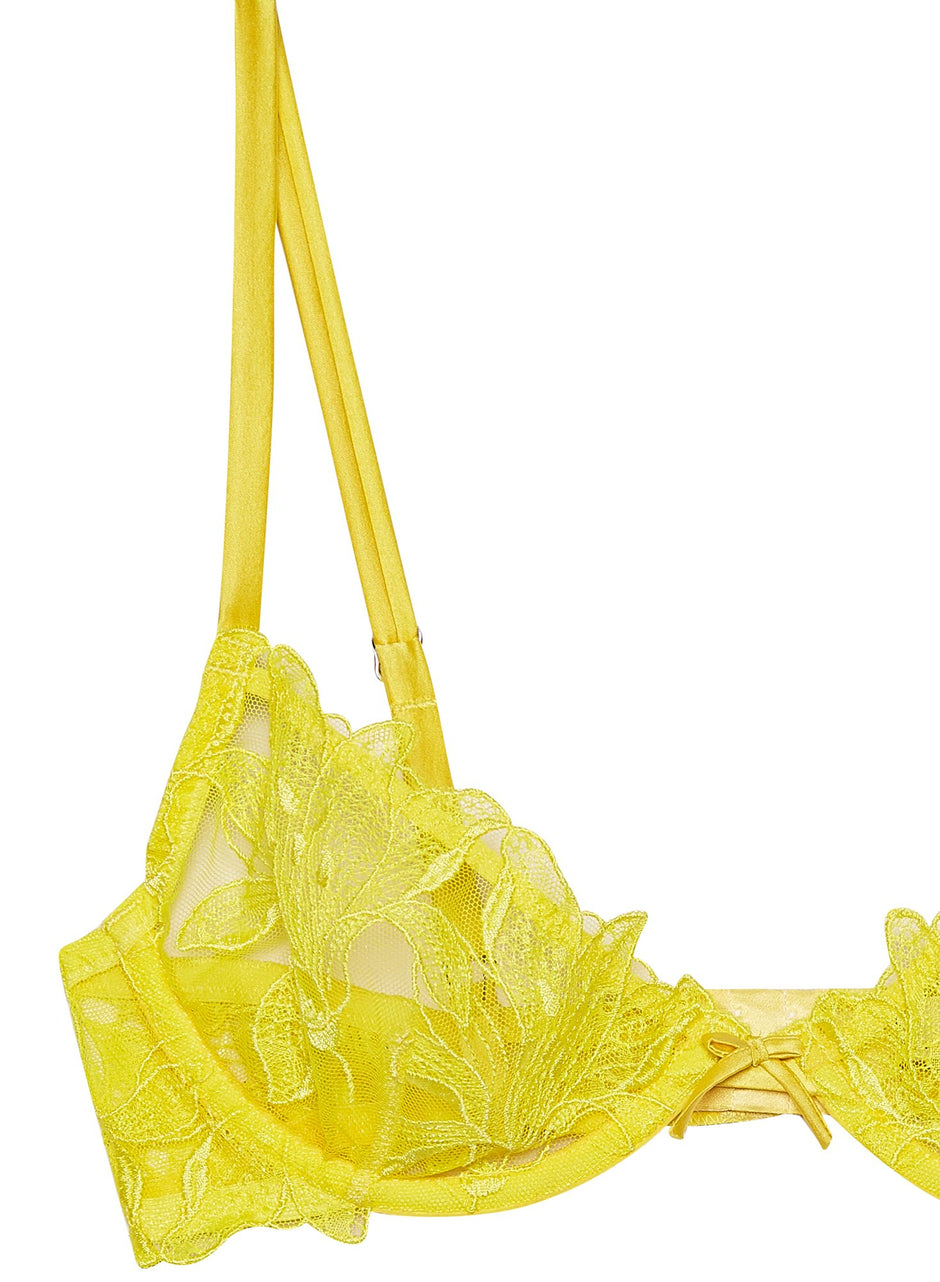 Sunshine - Lily Embroidery Plunge Demi Bra | Fleur du Mal - DEMO