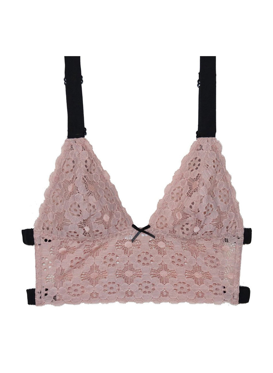 Blush - Crochet Lace Longline Triangle Bra | Fleur du Mal - DEMO