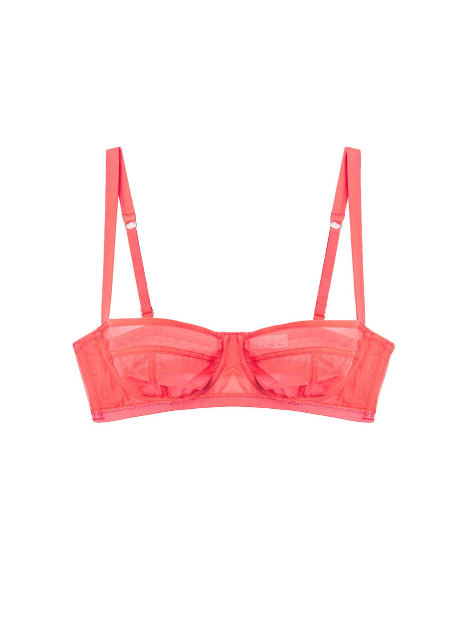 Neon raspberry - Logo Embroidered Tricot Balconette | Fleur du Mal - DEMO