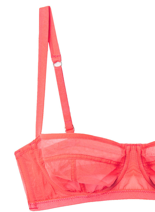 Neon raspberry - Logo Embroidered Tricot Balconette | Fleur du Mal - DEMO