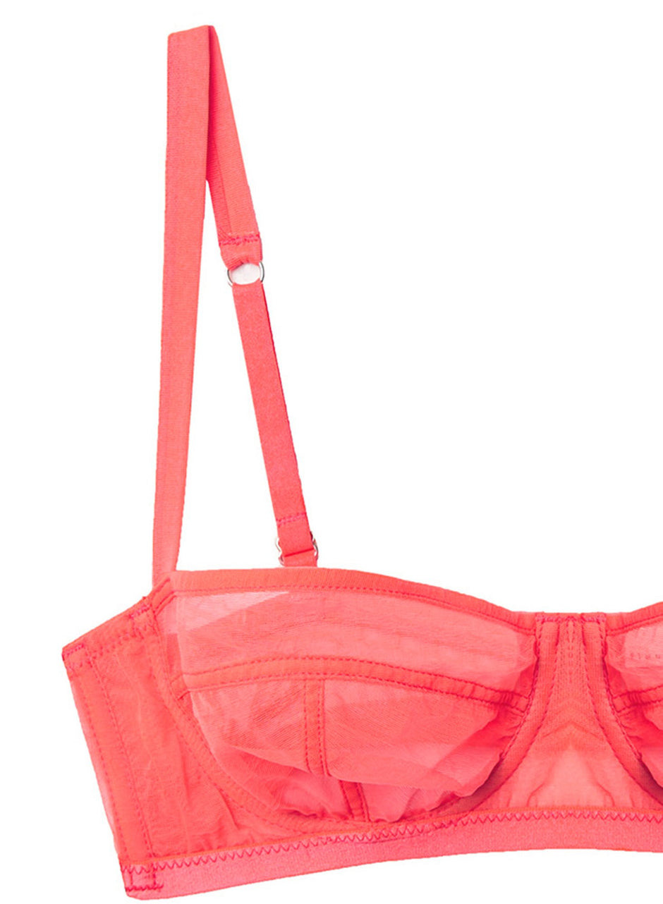 Neon raspberry - Logo Embroidered Tricot Balconette | Fleur du Mal - DEMO
