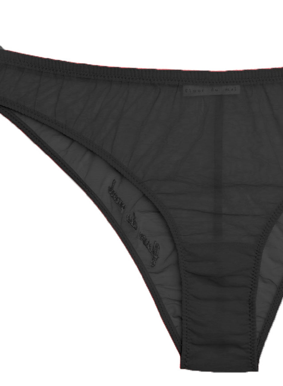 Black - Logo Embroidered Tricot Hipster | Fleur du Mal - DEMO