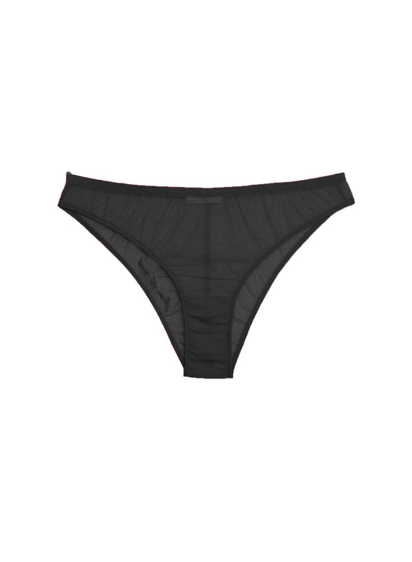 Black - Logo Embroidered Tricot Hipster | Fleur du Mal - DEMO