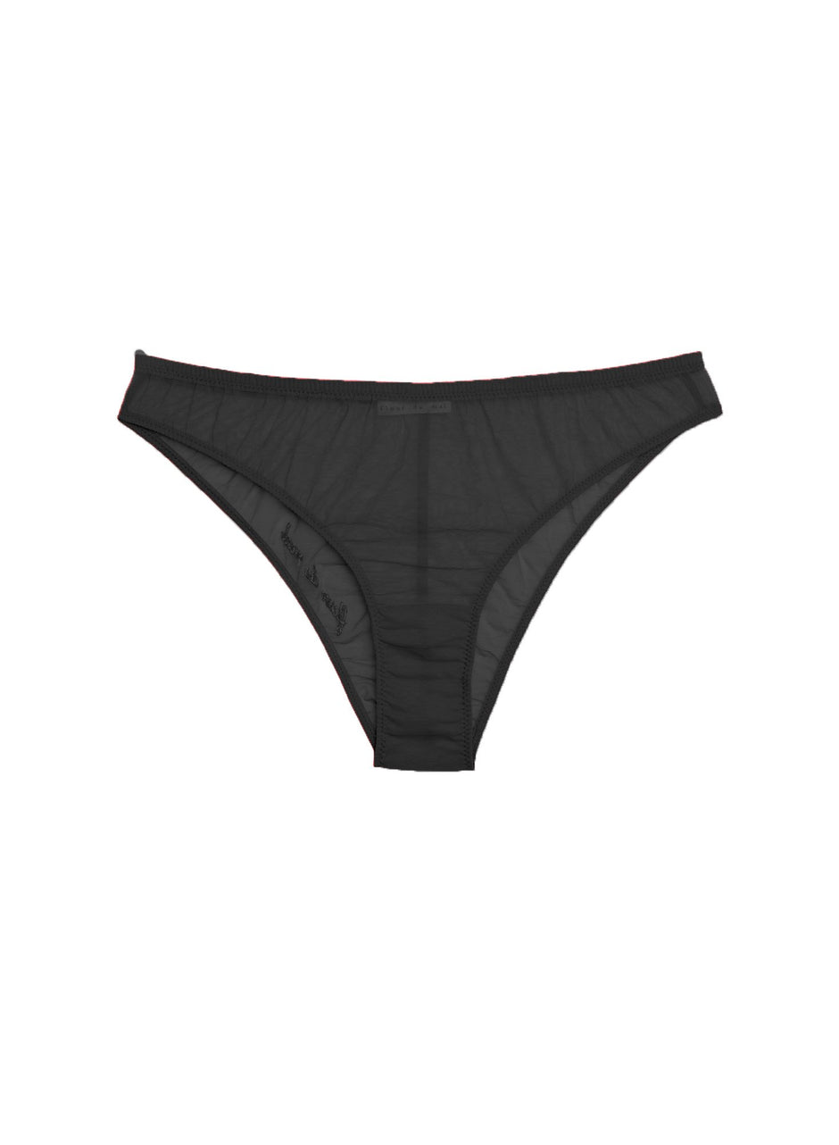 Black - Logo Embroidered Tricot Hipster | Fleur du Mal - DEMO