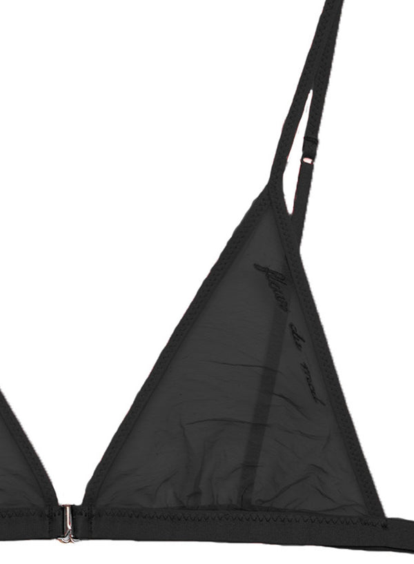 Black - Logo Embroidered Tricot Triangle Bra | Fleur du Mal - DEMO