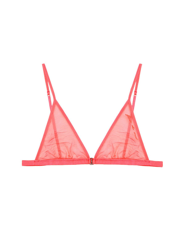 Neon raspberry - Logo Embroidered Tricot Triangle Bra | Fleur du Mal - DEMO