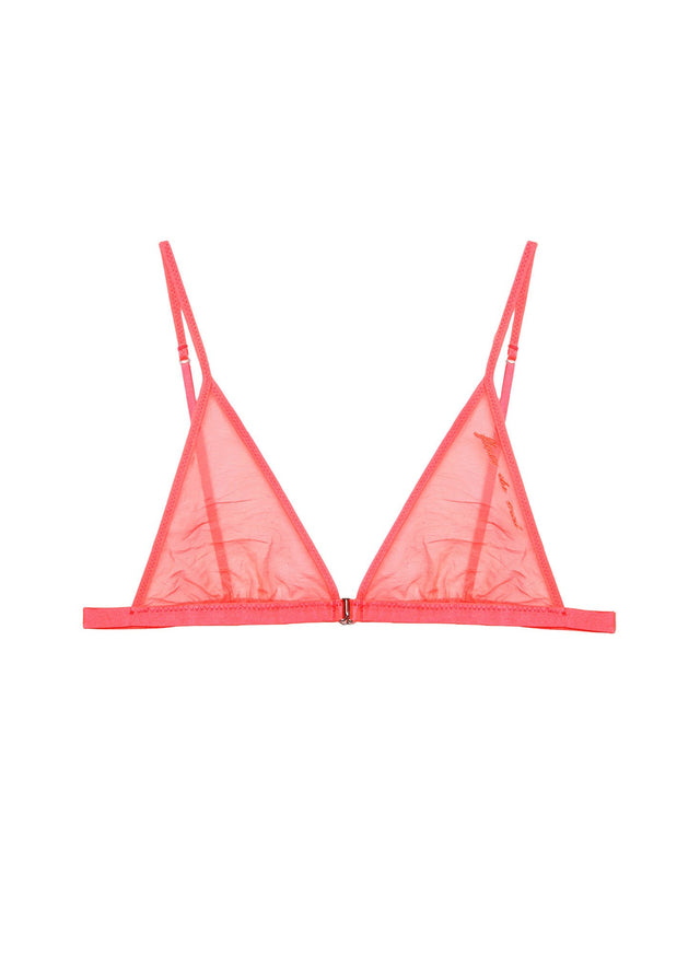 Neon raspberry - Logo Embroidered Tricot Triangle Bra | Fleur du Mal - DEMO