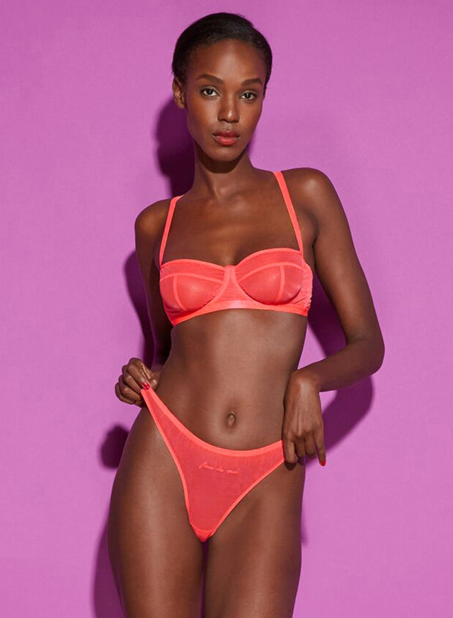 Neon raspberry - Logo Embroidered Tricot Balconette | Fleur du Mal - DEMO