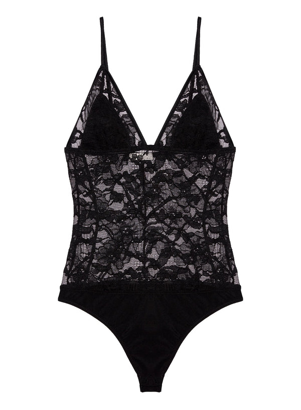 Black - Magnolia Lace Triangle Bodysuit | Fleur du Mal - DEMO