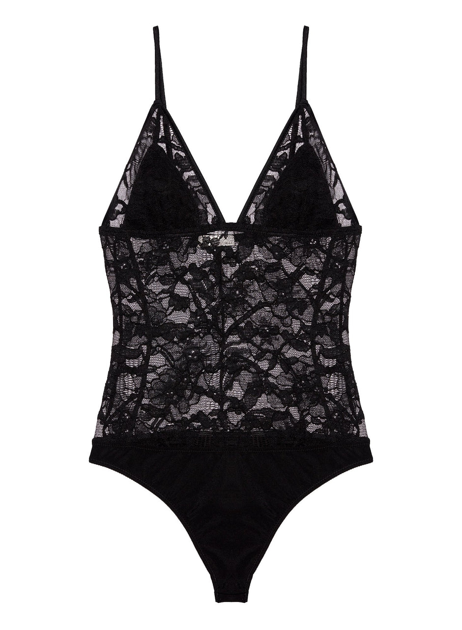 Black - Magnolia Lace Triangle Bodysuit | Fleur du Mal - DEMO