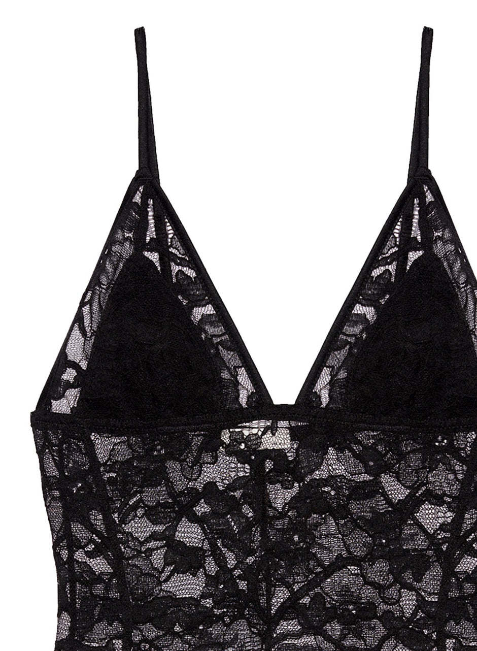 Black - Magnolia Lace Triangle Bodysuit | Fleur du Mal - DEMO