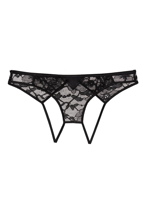 Black - Magnolia Lace Ouvert Panty | Fleur du Mal - DEMO