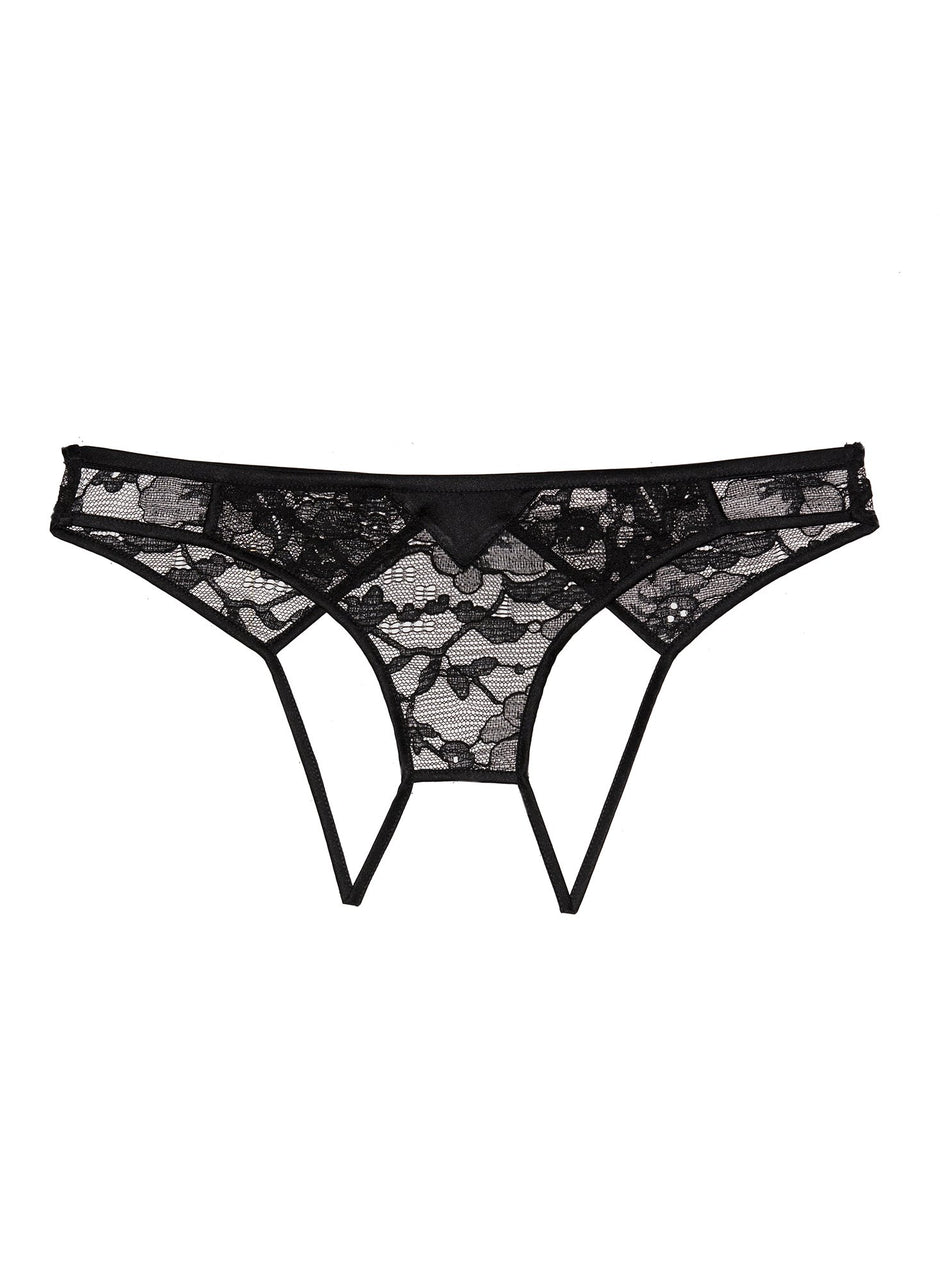 Black - Magnolia Lace Ouvert Panty | Fleur du Mal - DEMO