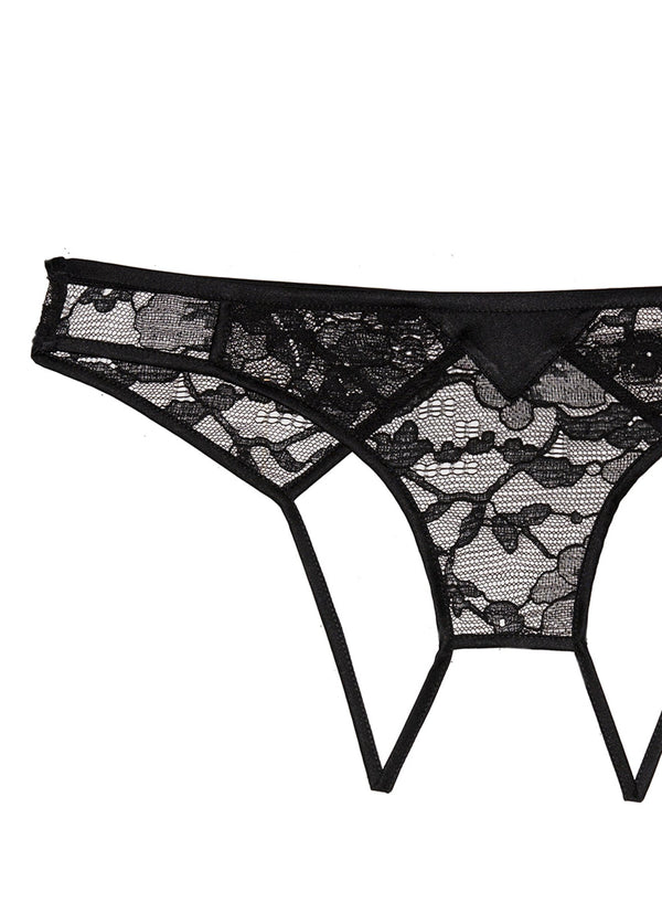 Black - Magnolia Lace Ouvert Panty | Fleur du Mal - DEMO