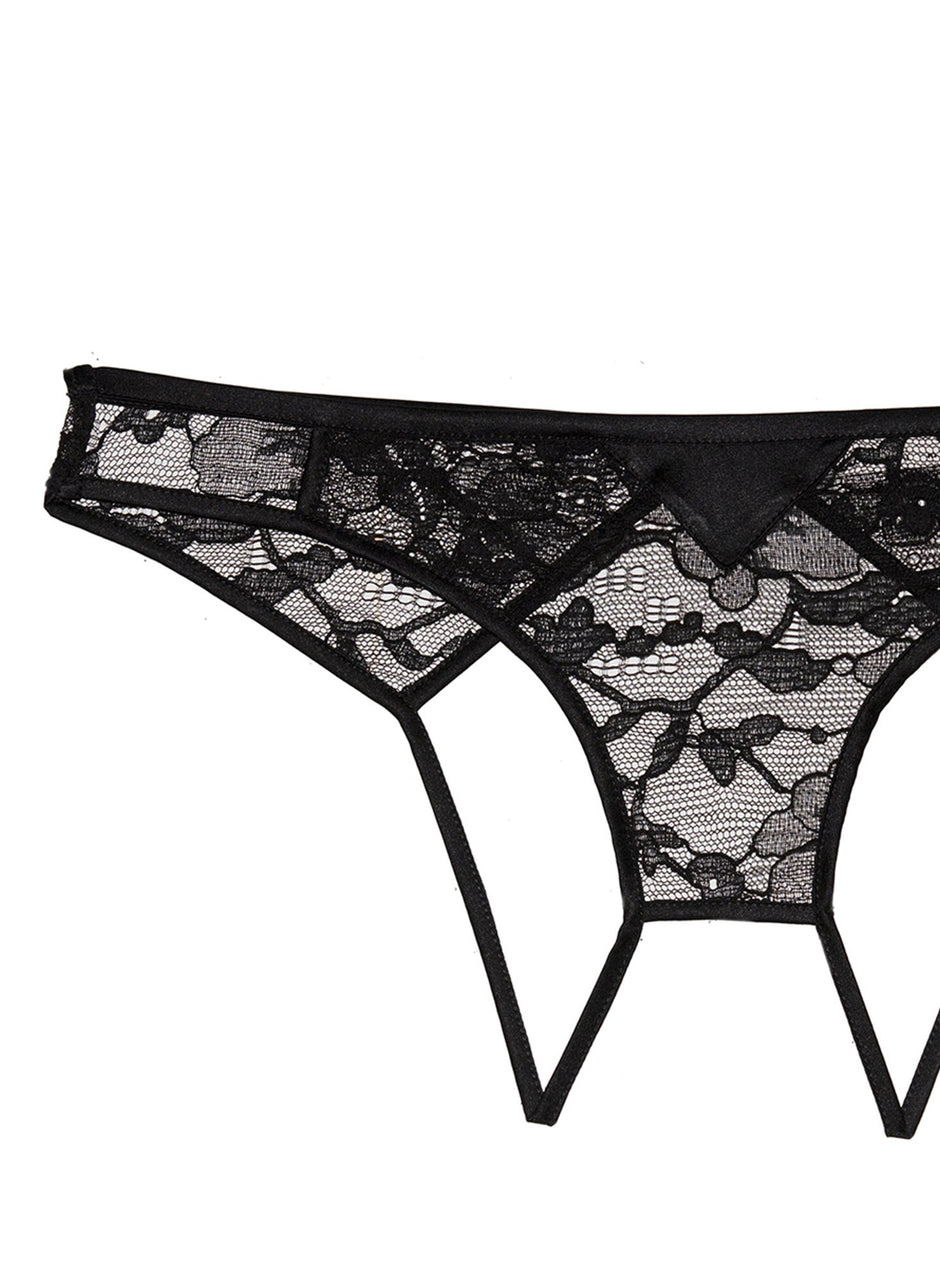 Black - Magnolia Lace Ouvert Panty | Fleur du Mal - DEMO