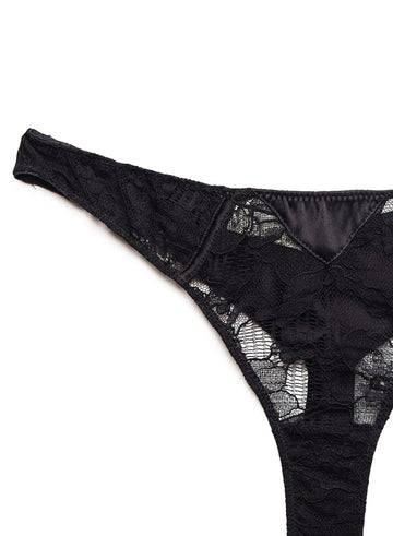 Black - Magnolia Lace Thong | Fleur du Mal - DEMO