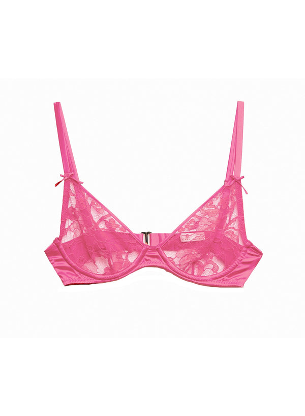 Plum rose - Magnolia Lace Unlined Demi Bra | Fleur du Mal - DEMO